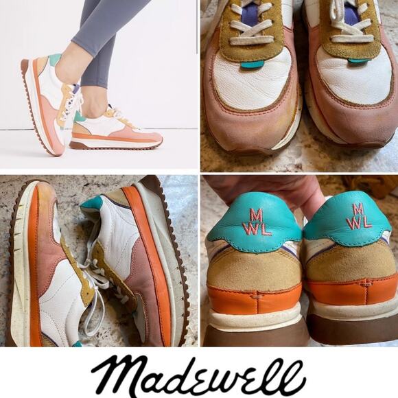Madewell Kickoff Trainer Sneakers Colorblock Leather size 6.5 Womens - Picture 1 of 14